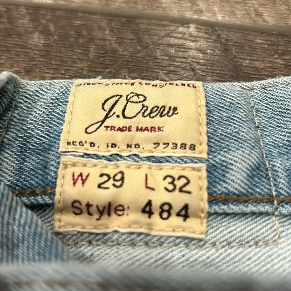 J.Crew Men's 484 Slim Fit Stretch Jean Distressed Light Wash Size 29x32